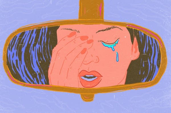 Poster Teacher crying in the car.