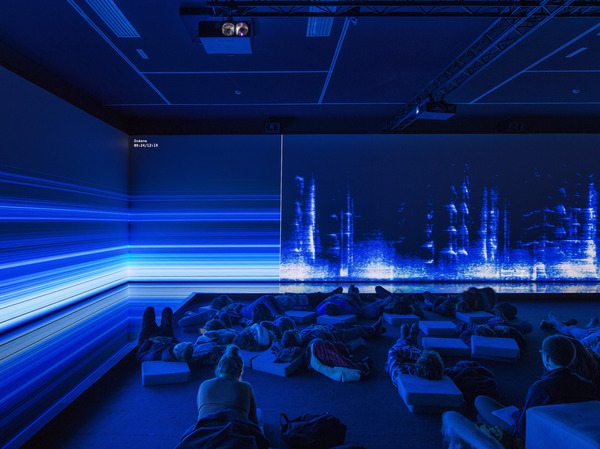 Parisian audiences relaxing into The Great Animal Orchestra during a 2016 exhibition in France.